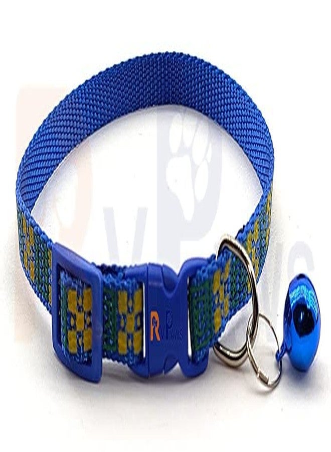 Pups&Pets 10 MM Puppy Collar and Leash Set - Puppy Printed Adjustable Nylon Collar with Leash for Cat and Puppy, Quick Release and Breathable Collar with Bell for Puppies, Small Dog & Cat (Blue) - Image 3